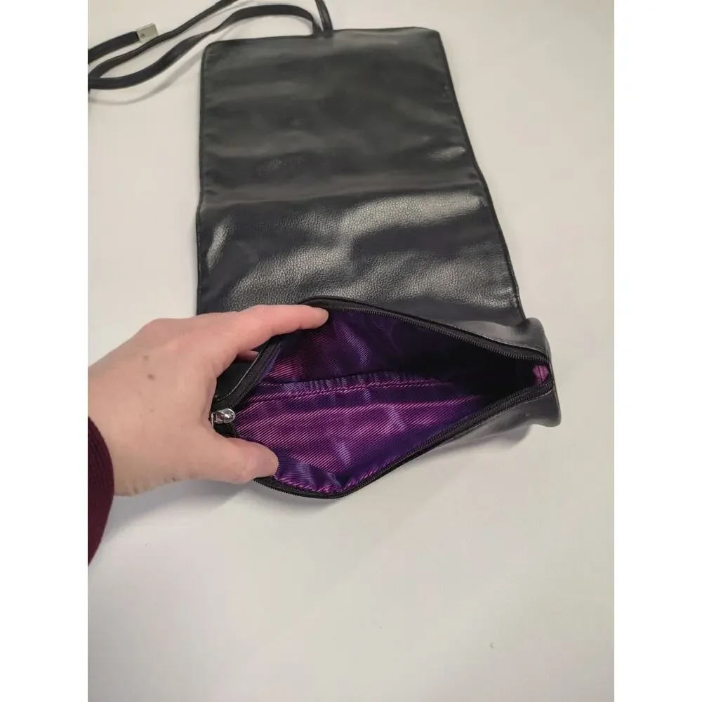 Younique Makeup Brush Case Roll Up Bag Zipper Pouch & Tie-15 slots Black Purple